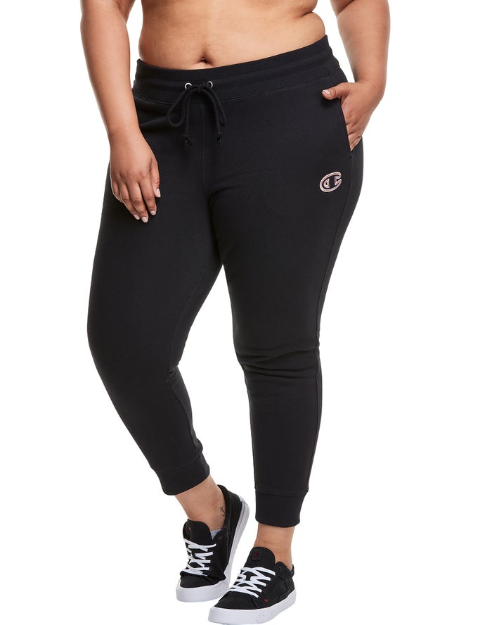 Champion Dame Joggingbukser Sort - Plus Reverse Weave Triple Outline C Logo - Danmark BCW-409562